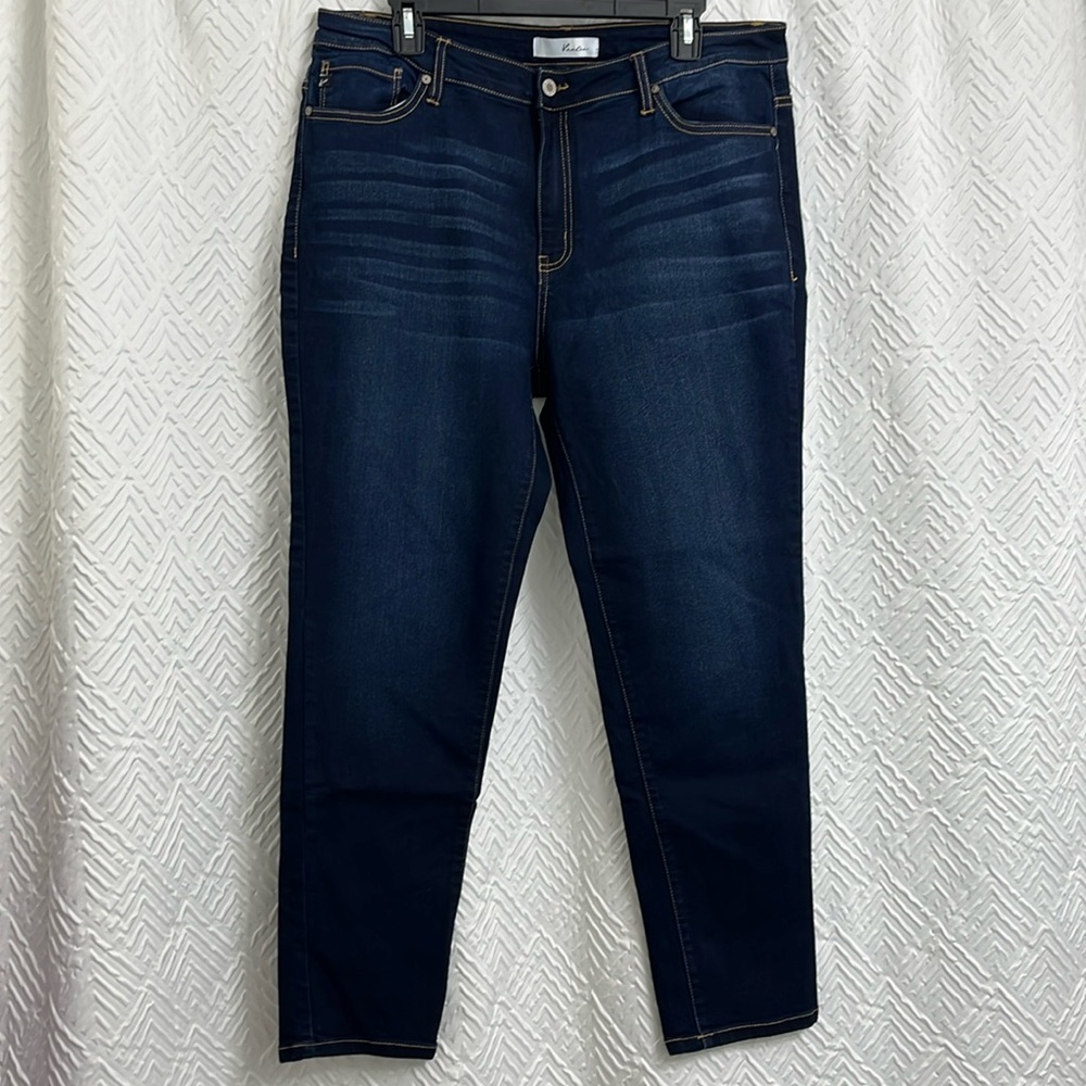KanCan Women’s Stretch High Rise Dark Wash Skinny Straight Jeans Size XL